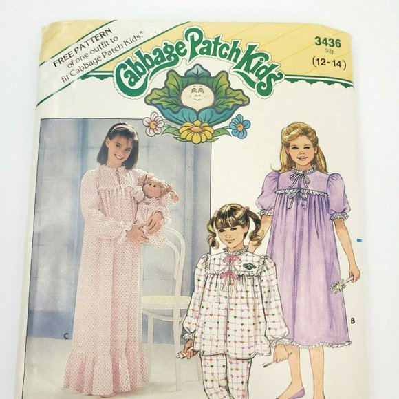 1985 Butterick 3436 Cabbage Patch Kids Doll Sz 12 - Picture 2 of 3